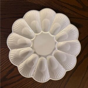 Vintage White Ceramic Egg or Oyster Platter